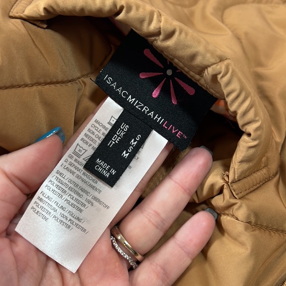 Reversible Quilted Floral Brown Tan Khaki Vest Puffer w/Pockets on tan side - Sm - Picture 5 of 9